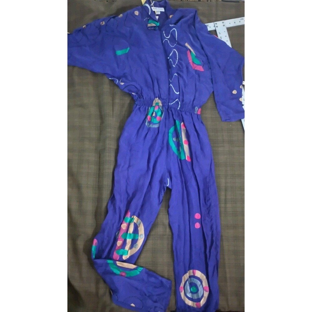 Wearable Art Jumpsuit Duster Set Purple Rare 1980s Brinkworth rayon Vintage